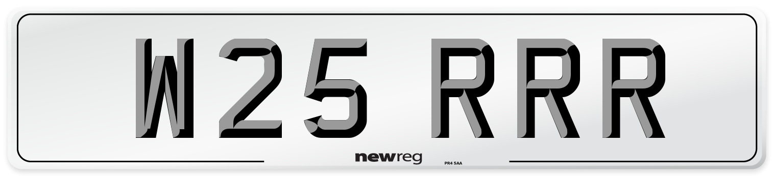 W25 RRR Number Plate from New Reg